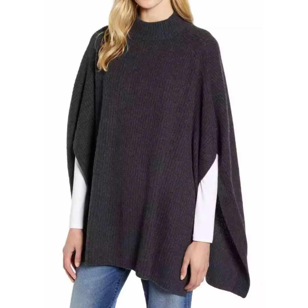 NWT Nordstrom Halogen Rib Cashmere Gray Sweater OS - Picture 1 of 5